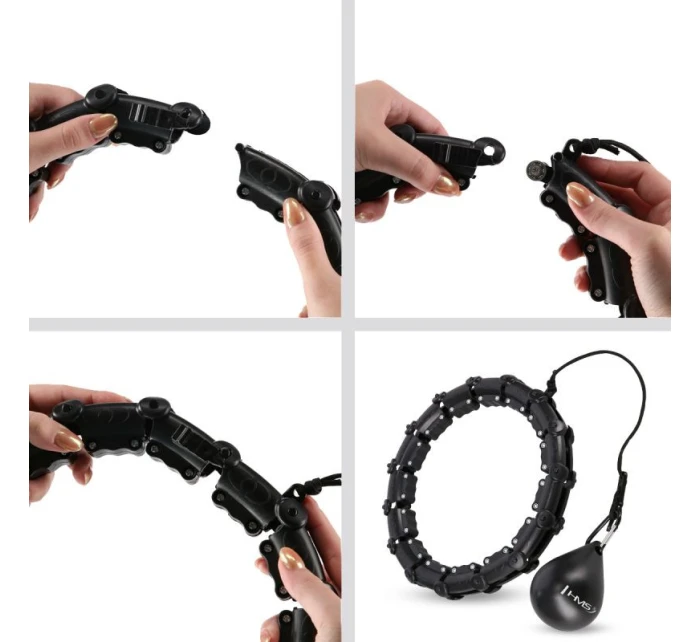 Hula Hop set HHW11 BLACK s výstupky a závažím + opasek BR163 BLACK PLUS SIZE HMS Hula Hop set HHW11 BLACK s výstupky a závažím + opasek BR163 BLACK PLUS SIZE HMS