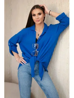 Bavlněná mušelínová košile oversize chrpově modrá