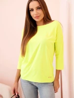 Dámská halenka s lodičkovým výstřihem žlutá neonová