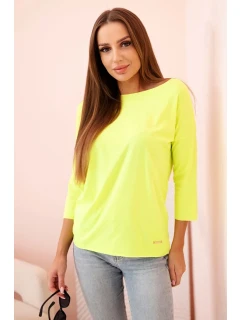 Dámská halenka s lodičkovým výstřihem žlutá neonová