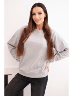 Dámská mikina z  materiálu basic s kulatým výstřihem šedá model 21494901 - K-Fashion