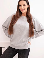 Dámská mikina z pružného bavlněného materiálu basic s kulatým výstřihem šedá