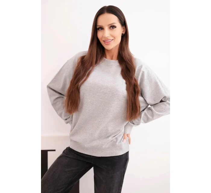 Dámská mikina z  materiálu basic s kulatým výstřihem šedá model 21494901 - K-Fashion