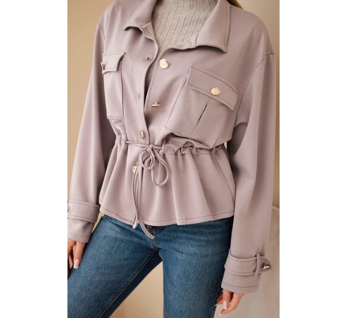 Dámská rozepínací mikina s model 21952021 a kapsami máslová fango - K-Fashion Dámská rozepínací mikina s model 21952021 a kapsami máslová fango - K-Fashion