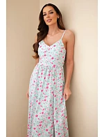 Dámské maxi šaty s květinovým vzorem na ramínkách se zavazováním na zádech mentolová
