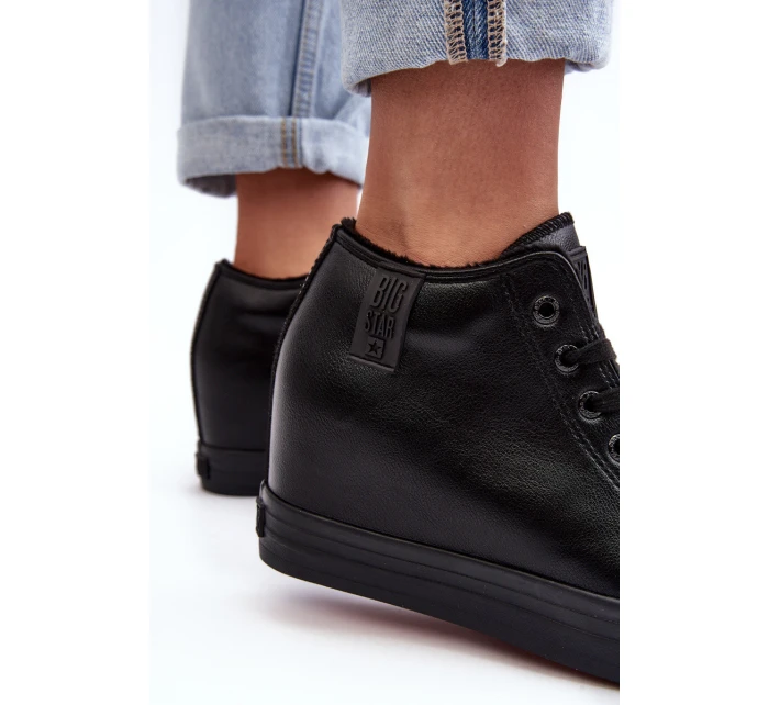 Dámské kožené boty na podpatku Big Star model 21637439 černé - Big Star Shoes Dámské kožené boty na podpatku Big Star model 21637439 černé - Big Star Shoes