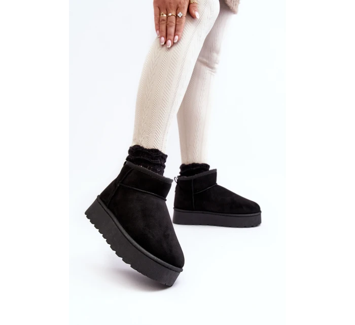 Ženy Sněhové Boty Na Platformě Oteplené Futerkem Černá Xamella