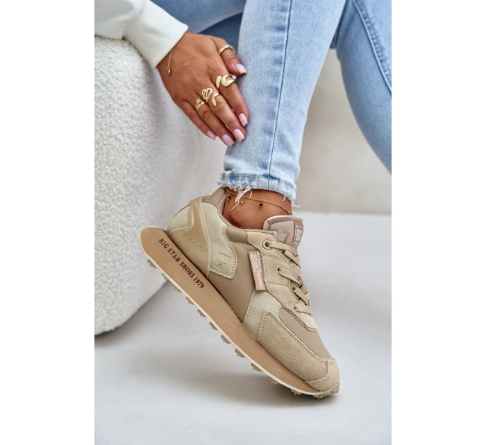 Dámské Kožené Tenisky Big Star OO274564 Hi-Poly System Béžové Dámské Kožené Tenisky Big Star OO274564 Hi-Poly System Béžové