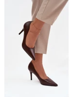 Dámské lodičky z eko kůže čokoládové model 21711403 - Boto Dámské lodičky z eko kůže čokoládové model 21711403 - Boto