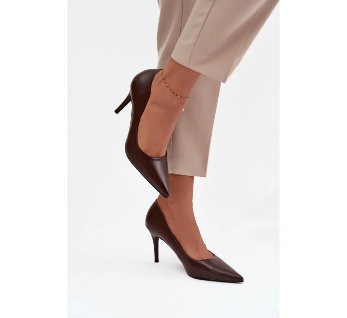 Dámské lodičky z eko kůže čokoládové model 21711403 - Boto Dámské lodičky z eko kůže čokoládové model 21711403 - Boto