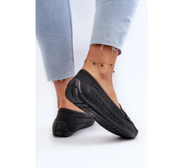 Dámské prolamované mokasíny s ozdobou, Black Kaydance Dámské prolamované mokasíny s ozdobou, Black Kaydance