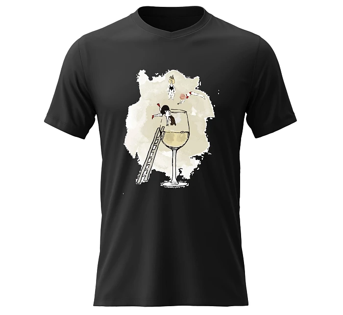 Dámské bavlněné tričko s potiskem - SKOK DO VÍNA - černé Dámské bavlněné tričko s potiskem - SKOK DO VÍNA - černé