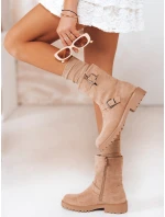 Dámské semišové béžové kozačky FashionStreet ZY1217