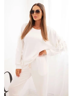 Dámský souprava máslová s třásněmi na rukávech ecru