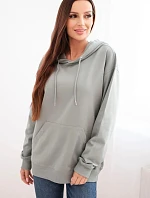 Dámská mikina s kapucí a klokankou z bavlny tmavě mátová