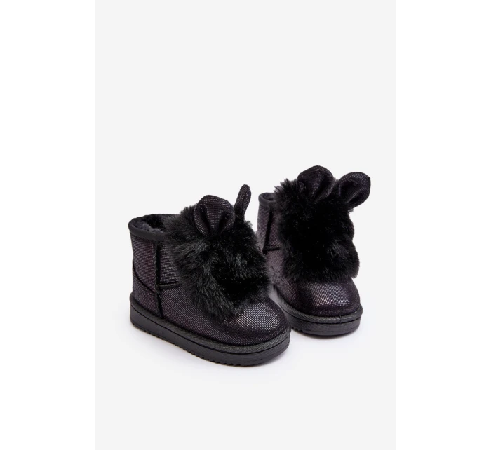 Dětské zimní botky s kožešinou a ušima Černé Betty Dětské zimní botky s kožešinou a ušima Černé Betty