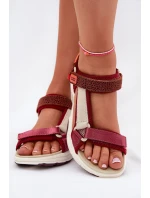 Dámské sandály na suchý zip D.Franklin DFSH406003 bordové