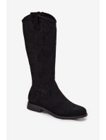 Dámské Kozačky Síťované Na Ploché Podpatky S   Černé model 21713644 - S.Barski