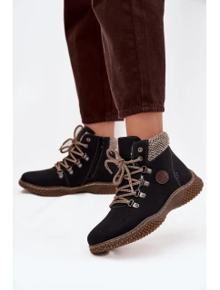 Zateplené kotníkové boty trapery dámské černé model 21714493 - Boto