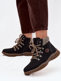 Zateplené kotníkové boty trapery dámské černé model 21714493 - Boto