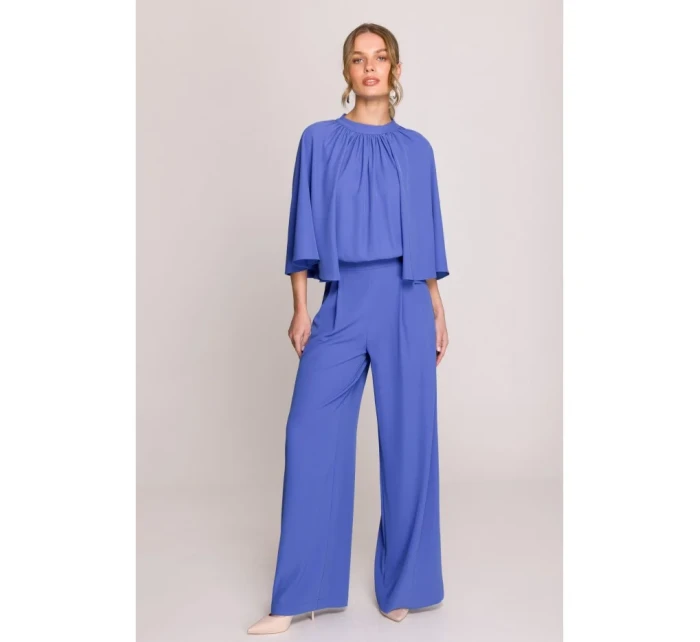 Kombinéza s širokými rukávy a zády modrá model 20966204 - STYLOVE