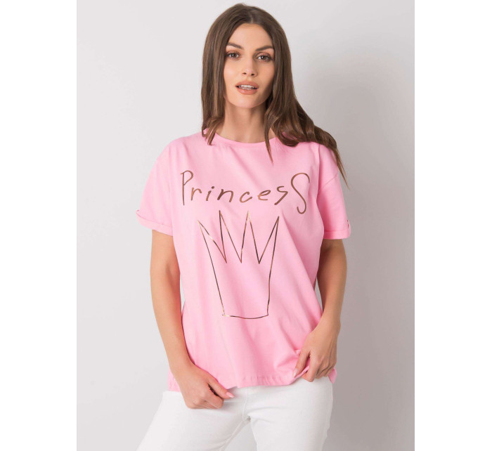 Dámské růžové bavlněné tričko s potiskem