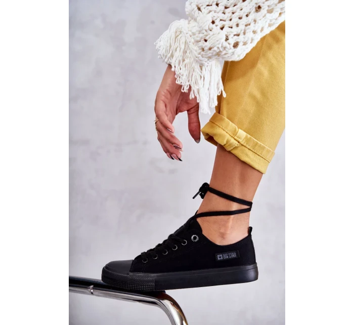 Dámské nízké Materiál tenisky Big Star KK274009 Černá Dámské nízké Materiál tenisky Big Star KK274009 Černá