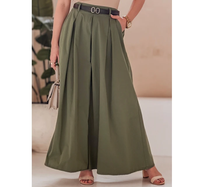 FLOWES khaki FashionStreet kalhotová sukně s páskem UY2593