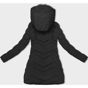 Černá dámská zimní bunda s kožešinovou podšívkou (LHD-23023)