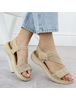 Dámské sandály na platformě pohodlné béžové model 22087466 - Hikvision Dámské sandály na platformě pohodlné béžové model 22087466 - Hikvision