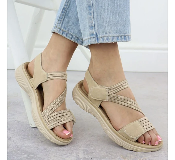 Dámské sandály na platformě pohodlné béžové model 22087466 - Hikvision Dámské sandály na platformě pohodlné béžové model 22087466 - Hikvision