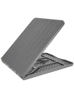 DŘEVĚNÝ STŮL SKLÁDACÍ V KUFŘÍKU 180x74CM MAX.100KG DŘEVĚNÁ DESKA TEMNĚ ŠEDÁ