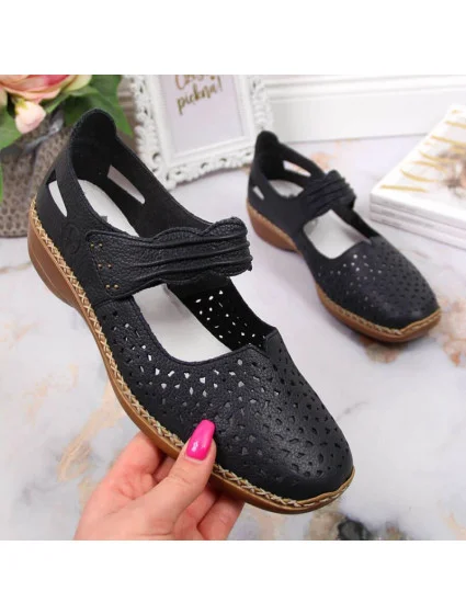 W model 22008934 tmavě modrá kožená polobotka - Rieker