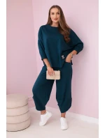 Bavlněná mikina kalhoty set námořní