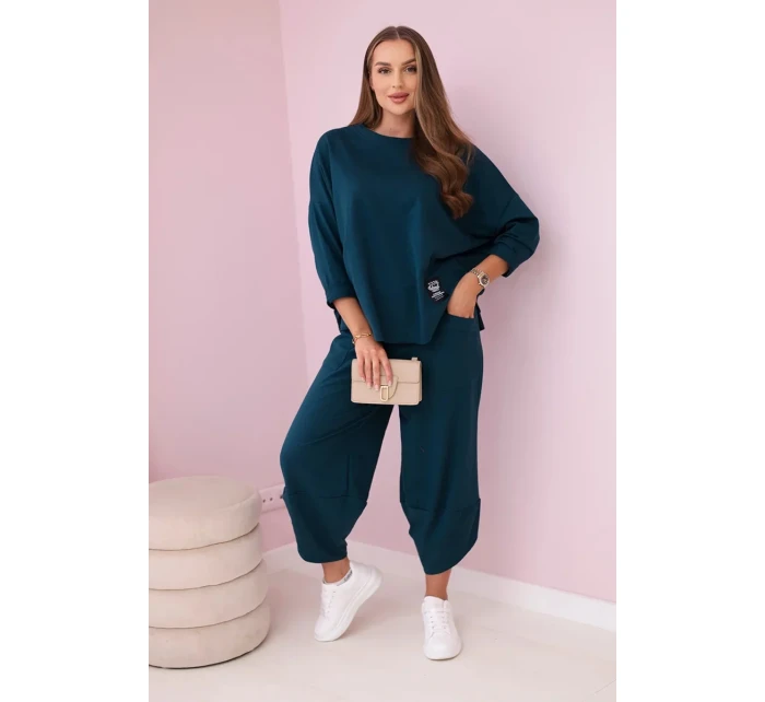 Bavlněná mikina kalhoty set námořní