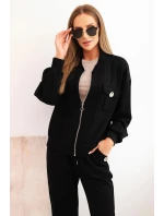 Dámská souprava máslová z viskózy s rozepínací mikinou a kalhotami černý Dámská souprava máslová z viskózy s rozepínací mikinou a kalhotami černý