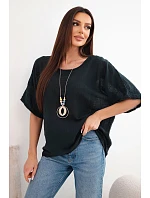 Dámská bavlněná oversize halenka s krátkým rukávem černá Dámská bavlněná oversize halenka s krátkým rukávem černá