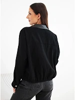 Dámská manšestrová bunda s kapsami a model 22347734 černá - K-Fashion Dámská manšestrová bunda s kapsami a model 22347734 černá - K-Fashion