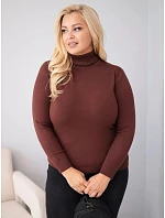 Dámský viskózový svetr Plus Size s rolákem v klasickém střihu tmavě hnědý Dámský viskózový svetr Plus Size s rolákem v klasickém střihu tmavě hnědý