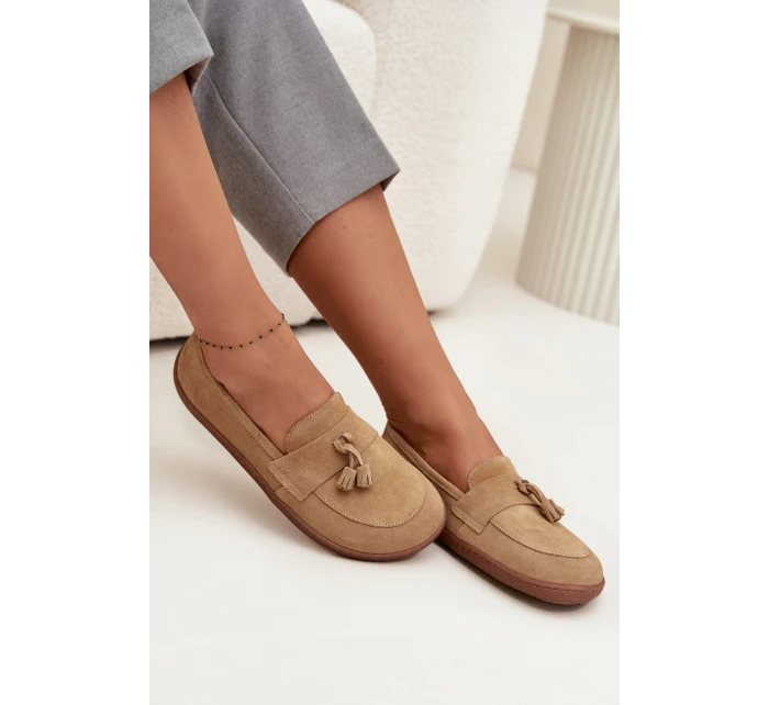 Dámské mokasíny Barefoot 322 Béžová - Zazoo Dámské mokasíny Barefoot 322 Béžová - Zazoo