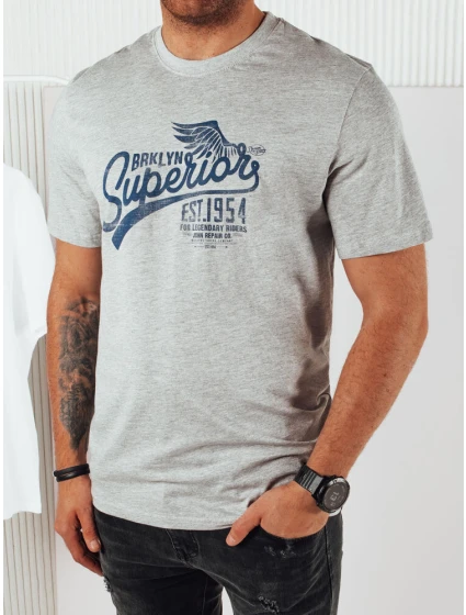 FashionStreet šedé pánské tričko s potiskem RX5365 FashionStreet šedé pánské tričko s potiskem RX5365