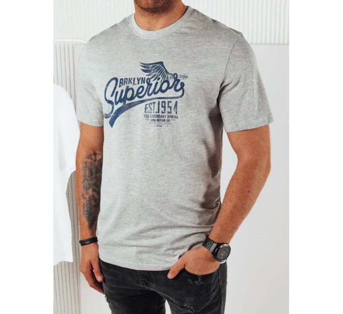 FashionStreet šedé pánské tričko s potiskem RX5365 FashionStreet šedé pánské tričko s potiskem RX5365