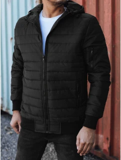 Pánská přechodná prošívaná bunda s kapucí černá FashionStreet TX4937