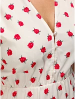 Dámské midi šaty s květinovým vzorem bílé FashionStreet EY2656 Dámské midi šaty s květinovým vzorem bílé FashionStreet EY2656