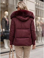 Dámská zimní prošívaná bunda s kapucí, vínová, FashionStreet TY6003 Dámská zimní prošívaná bunda s kapucí, vínová, FashionStreet TY6003
