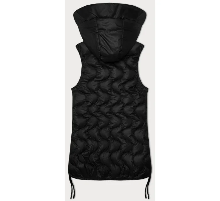 Černá dámská vesta s ozdobným prošíváním model 20943185 - S'WEST Černá dámská vesta s ozdobným prošíváním model 20943185 - S'WEST
