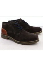 Pánské kožené boty model 21906017 z čokoládové semišové kůže - Bugatti