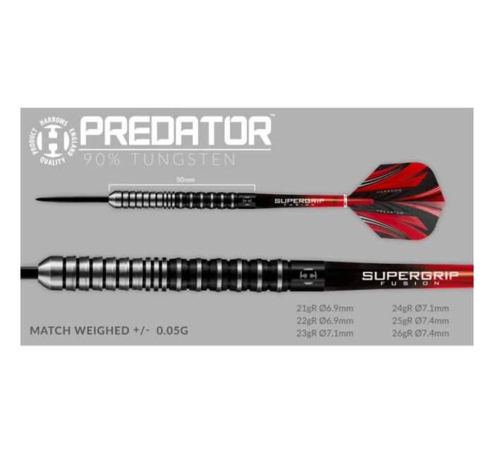 Šipky Harrows Predator 90% Steeltip