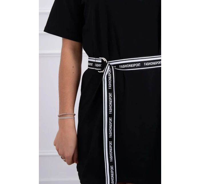 Šaty s ozdobným páskem černé