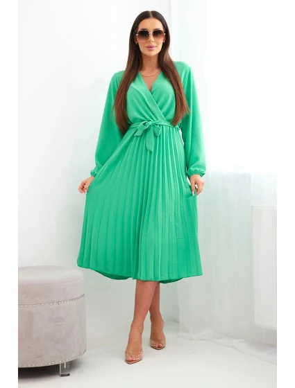 Šaty s vázáním a model 21924461 sukní jasně zelená - K-Fashion